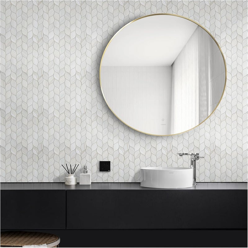 Tilingview 10-Sheet Peel and Stick Backsplash Tile for Kitchen, Self-Adhesive Mosaic Glossy Leaf Stick on Wall Tile with Gaps (Leaf Beige) - Image 2